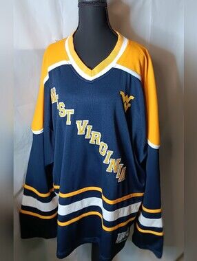 Steve & Barry's Vintage West Virginia Mountaineers Hockey Jersey XL Blue/Gold